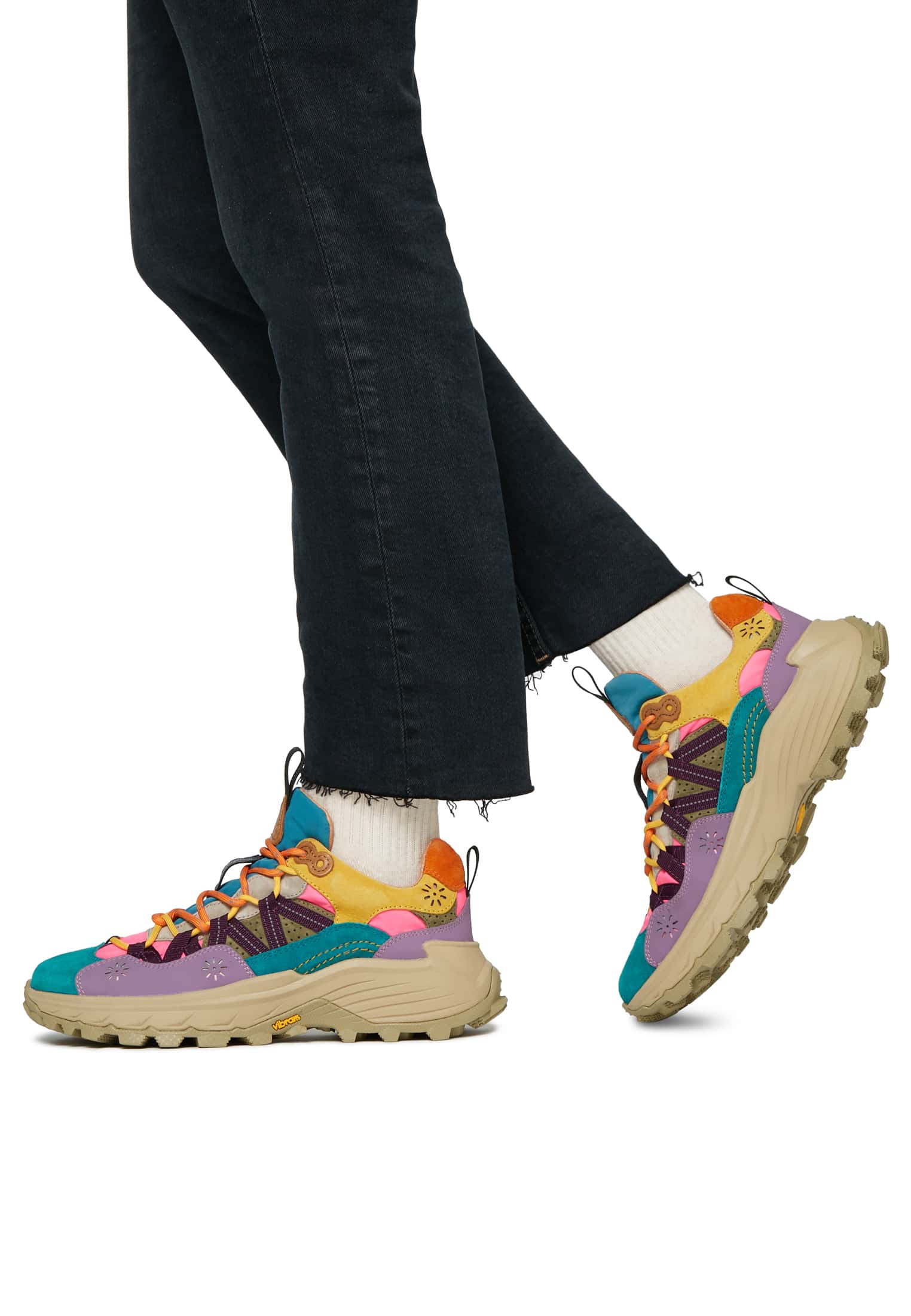 Beige / Aqua Green Flower Mountain IWANO Women Sneakers | 068-AGOPUN