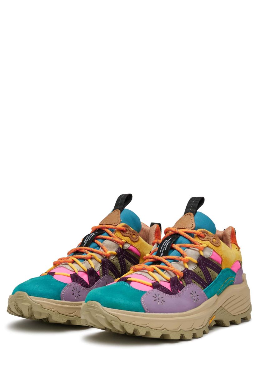 Beige / Aqua Green Flower Mountain IWANO Women Sneakers | 068-AGOPUN