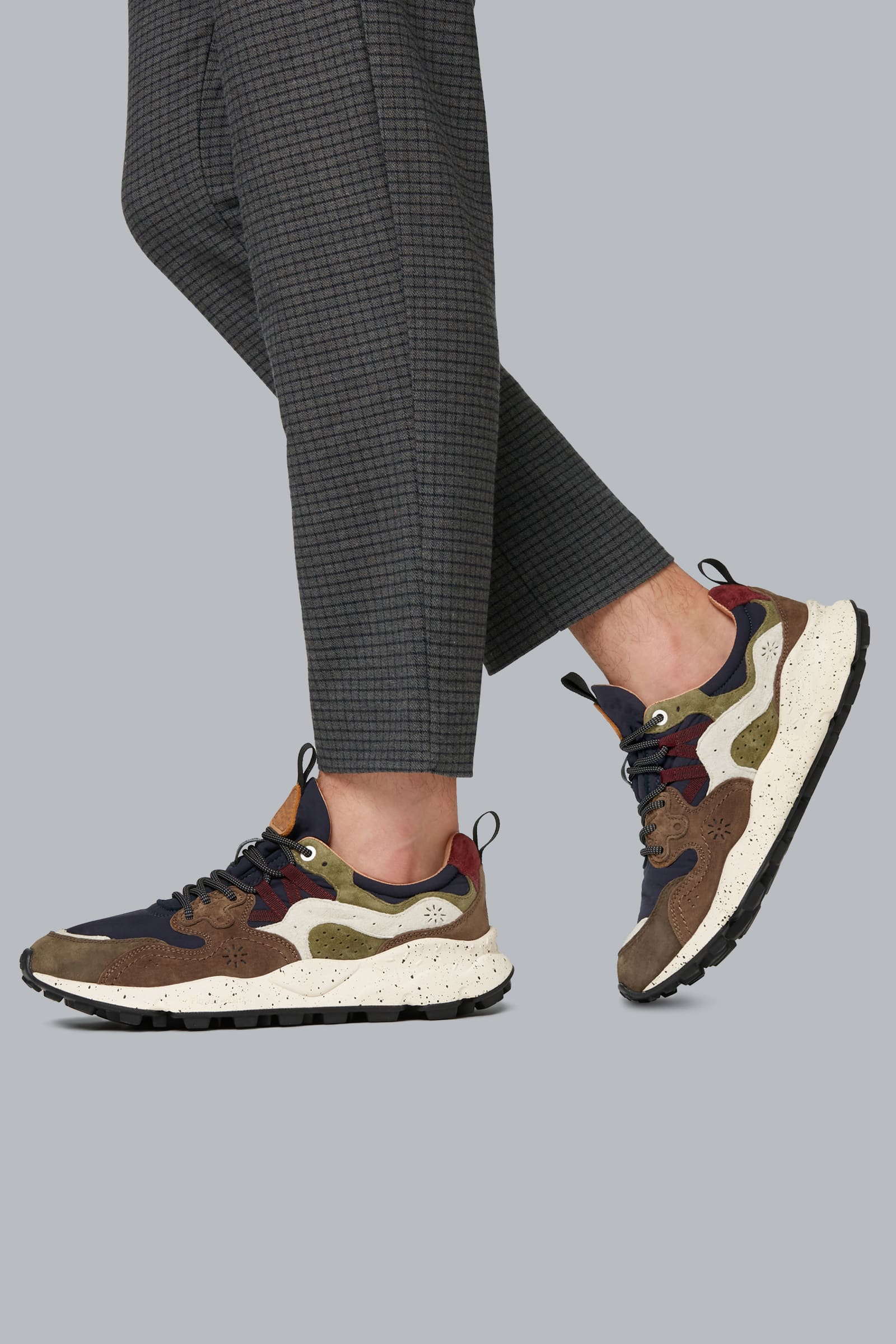 Brown / Navy Flower Mountain YAMANO 3 Men Sneakers | 390-CZHBNW