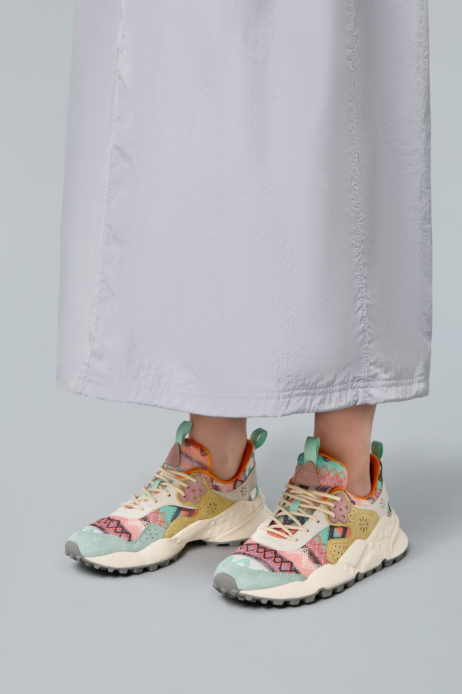 Pink / Green Flower Mountain KOTETSU Women Sneakers | 657-UNYTRM
