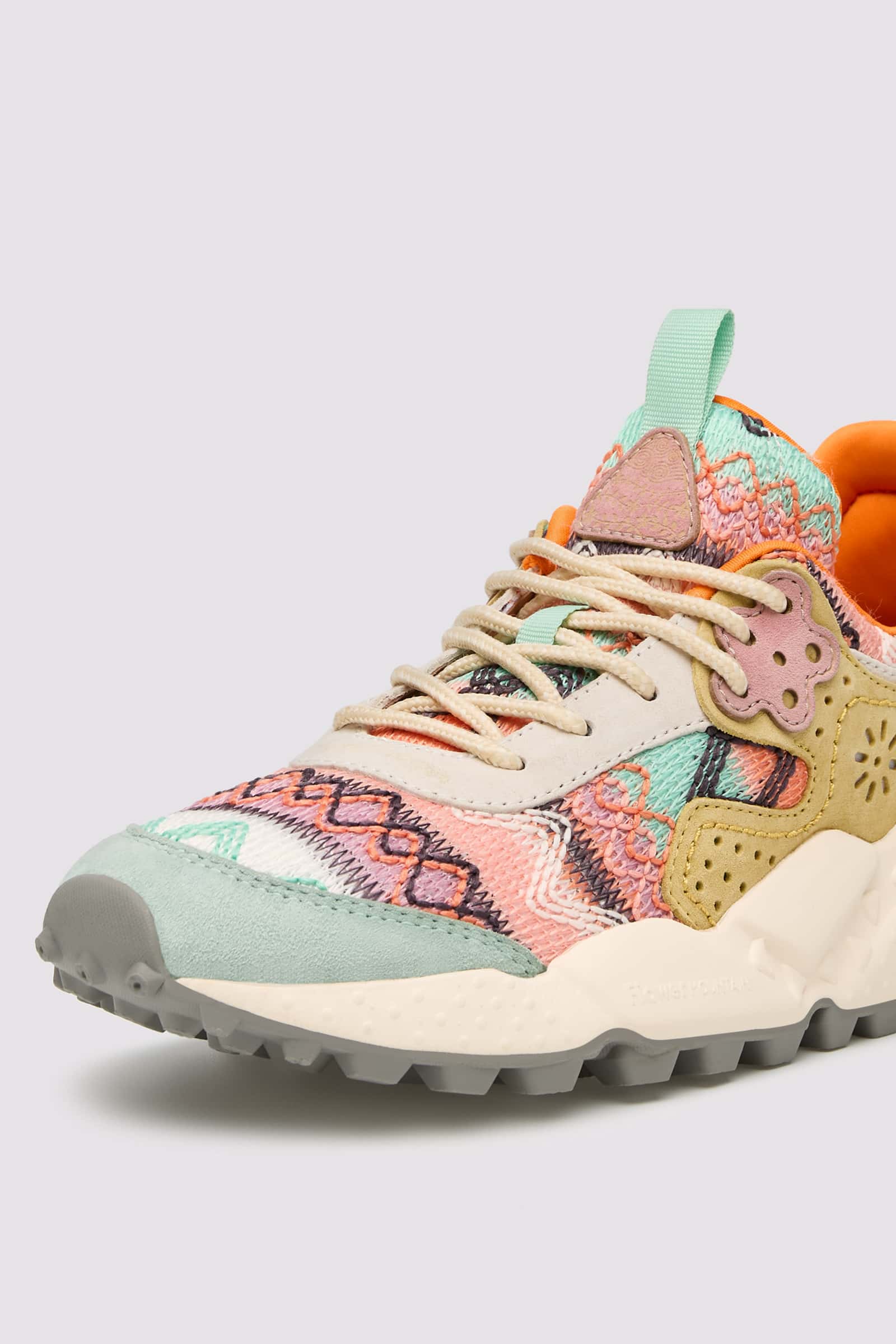 Pink / Green Flower Mountain KOTETSU Women Sneakers | 657-UNYTRM